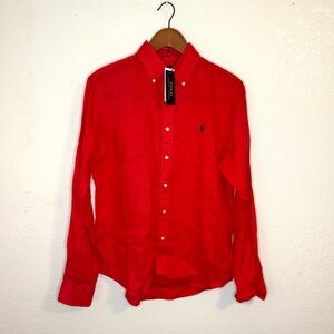 Polo Ralph Lauren Red Linen Button Down Shirt | Men’s S | NWT